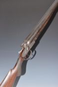 Percy Newton of London 12 bore side by side hammer action shotgun with engraved locks, trigger