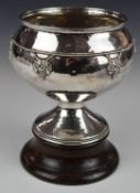 Albert Edward Jones Arts & Crafts hallmarked silver bowl with floral swag and hammered decoration,