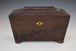 A 19thC mahogany sarcophagus shaped tea caddy, W28 x D17 x H15cm