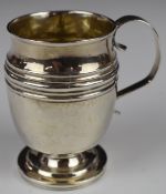 Georgian hallmarked silver christening mug, London 1817, maker's mark rubbed, height 8.5cm, weight