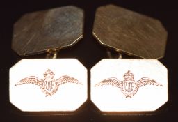 A pair of 9ct gold RAF cufflinks, 6.9g