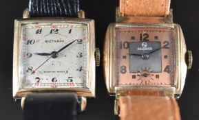 Two gentleman's Art Deco style mechanical wristwatches comprising Gotham with blued hands, black