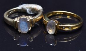 Two 9ct gold rings set with labradorite, size N, 5.7g