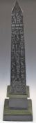 Egyptian revival stepped obelisk with hieroglyphic decoration, probably Art Deco, W21 x D21 x H86cm
