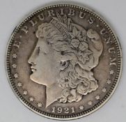 1921 silver Morgan dollar