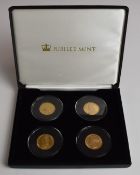 Jubilee Mint set of four Victorian gold sovereigns comprising an 1864 young head, with shield