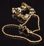 Two 9ct gold bracelets, 9g