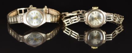 Two 9ct ladies wristwatches comprising Romana and Kered examples each with gold hands and hour