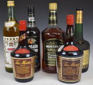 Six various bottles of spirits / liqueurs comprising Duroc Napoleon Brandy, 100cl, 40% vol,