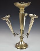 Vera Lynn WW2 interest hallmarked silver epergne, with central trumpet surrounded by three smaller