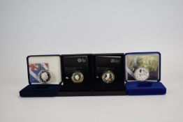 Four Royal Mint silver proof commemorative crowns to include WW1, Trafalgar and Entente Cordiale,