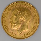 George V 1914 gold half sovereign, VF-EF