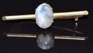 Victorian 9ct gold brooch set with a moonstone cabochon, 2.2g