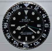 Rolex Oyster Perpetual GMT-Master II shop display or advertising wall clock with black dial,