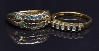 Two 9ct gold rings set with topaz, size N, 4.5g