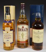 Three bottles of Whisky comprising Talisker Single Malt Aged 10 Years, 70cl, 45.8% vol, in