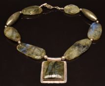 A silver and labradorite necklace by Lola Martin, in original box