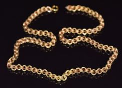 Victorian yellow metal necklace made up of circular links, 18.1g