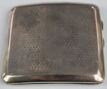Art Deco hallmarked silver cigarette case with engine turned decoration, London 1929, maker Joseph