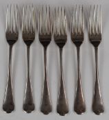 Edward VII set of six Old English pattern dessert forks, Sheffield 1905, maker John Round & Son Ltd,