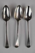 Three Georgian hallmarked silver Old English pattern table spoons, comprising a pair, London 1806,