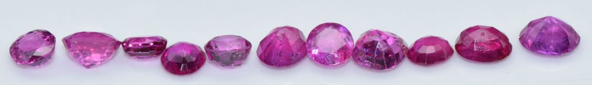 Eleven loose round, oval and cushion cut natural unheated Burmese rubies, total carat weight