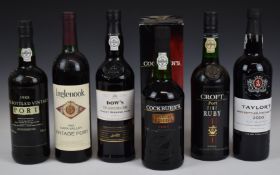 Six bottles of Port including 1985 Inglenook Napa Valley Vintage, 2010 Taylor's, Dow's Trademark,