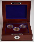 Portraits of the Queen set comprising three gold full sovereigns, 1968, 1974 and 2009