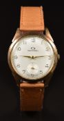 Garrard 9ct gold gentleman's wristwatch with subsidiary seconds dial, gold hands and Arabic