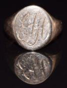 A 9ct rose gold signet ring, size G/H, 2.6g