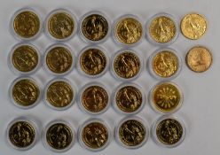Twenty two collectable USA $1 coins, includes presidential