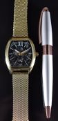 Earnshaw gentleman's automatic wristwatch with skeleton dial, luminous gold hands, gold plated
