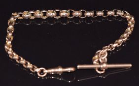 Victorian 9ct gold graduated Albert/fob chain made up of oval faceted links, 12.7g