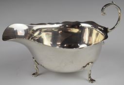 George V hallmarked silver footed sauce boat, Birmingham 1924, maker Adie Brothers, length 14.5cm,
