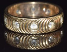 A 9ct gold ring set with paste, size Q, 5.3g