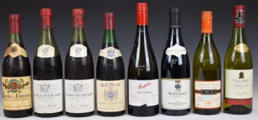 Eight bottles of mixed red and white French and New World wines including two Beaujolais Village
