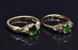 Two 9ct gold rings set with quartz, size N, 4.6g