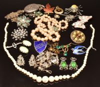 A collection of jewellery including Victorian silver locket, threepenny bracelet, necklaces,