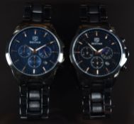 Two Benyar gentleman's chronograph wristwatches ref. BY-5160M each with date aperture, moonphase,