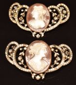A pair of Victorian buckles set with paste and cameos depicting young women