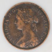 Queen Victoria 1862 young head halfpenny, die letter 'B' left of lighthouse base, GF - near VF