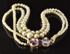 Victorian clasp set with two foiled cabochons and two split pearls in star settings