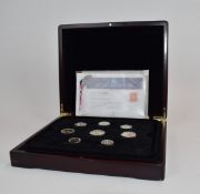 London Mint Office The Emblem Series Decimals of Elizabeth II coins, in deluxe case with