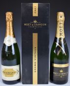 Two bottles of Champagne comprising Veuve Dulanway Brut, 750ml, 12% vol and Moët & Chandon 2002,