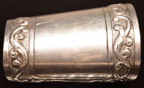 A silver cuff by New Orleans silversmith also engraved 'Love Needs No Telling Naught But Noahing'