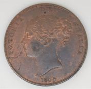 Queen Victoria 1844 copper penny