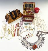 A collection of jewellery including French jet pendant, Napier necklace, silver ring, silver and 9ct