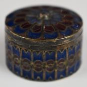 Silver and plique à jour enamel pill box, diameter 4cm, marked to base 925S and silver