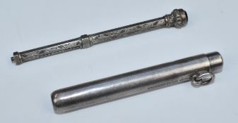 Samson Mordan hallmarked silver pencil, London 1927, length 7cm and further propelling pencil