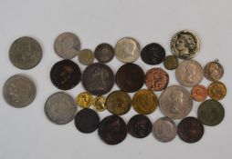 Queen Victoria 1893 crown and George VI 1937 crown, together with some sundry coinage George III